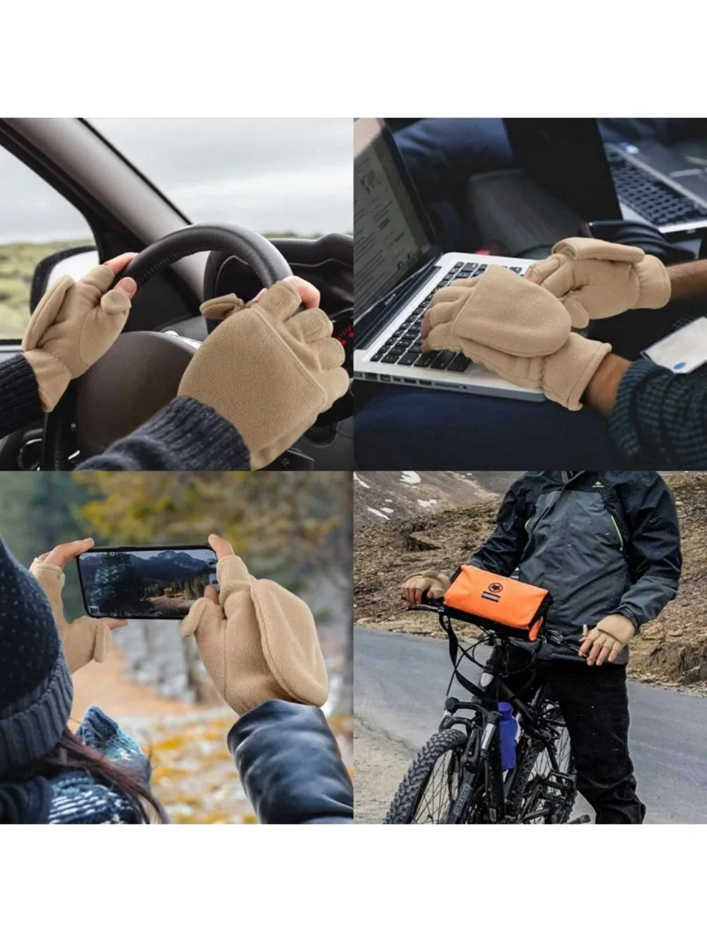 Cozy Fingerless Convertible Mittens for Women & Men - Warm Winter Gloves